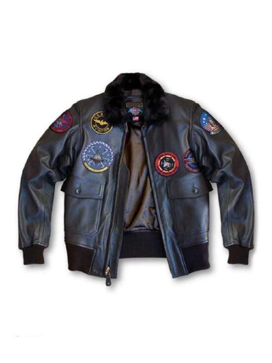 Top Gun Bomber Black Leather Jacket | Top Gun Jacket