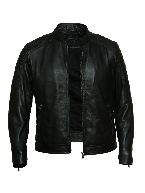 Boda Quilted Black Motorcycle Leather Jacket - America Jackets