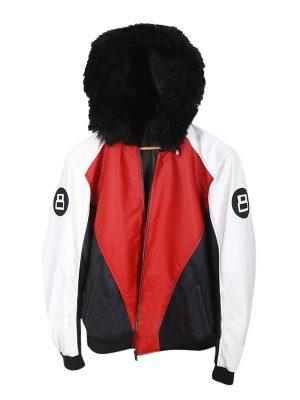 8 Ball Logo Fur Hooded Jacket 8 Ball Logo Red Leather Jacket