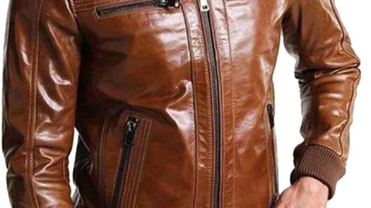 Men Bomber Shining Brown Leather Jacket - America Jackets