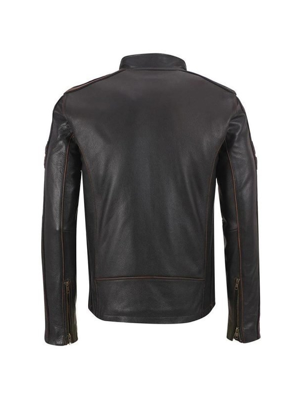 Stripe Café Racer Brown Jacket - Free Shipping - Order Now