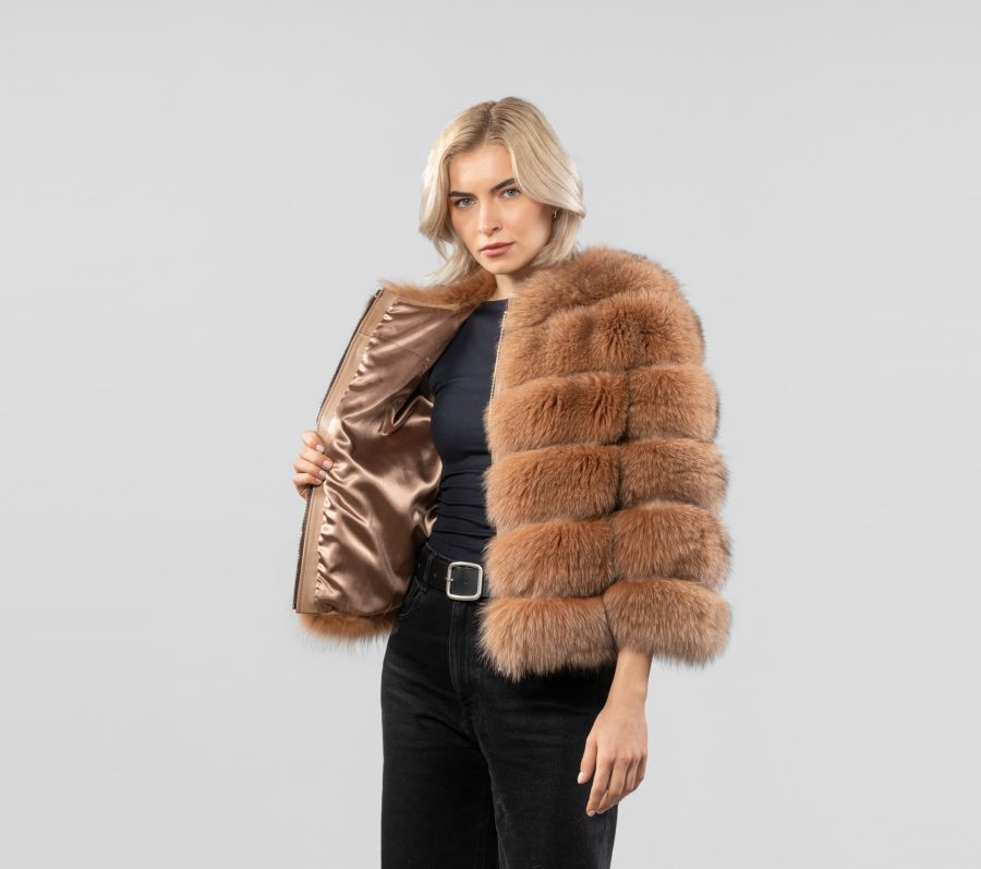 Horizontal Layer Fox Fur Jacket For Women -Order It Now - Sale