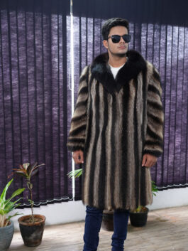 Opossum Fur Black Fashion Trench Coat - Sale