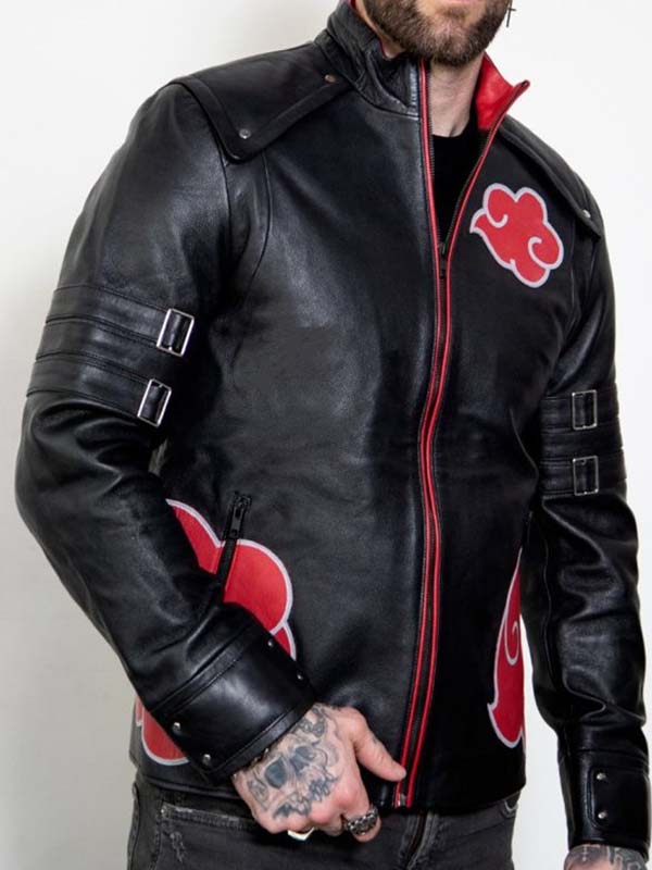 Akatsuki Cloak Black Leather Jacket | Naruto Akatsuki Jacket