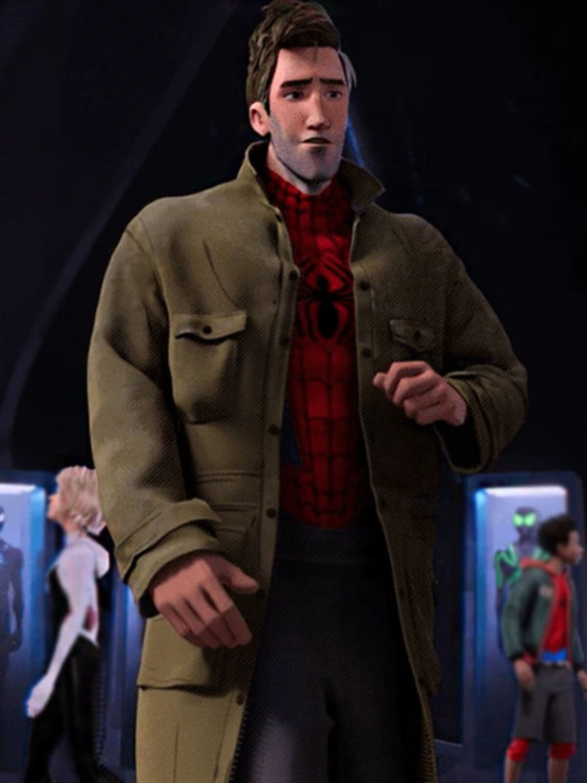 Spider Man Into the Spider-Verse Peter B Parker Green Coat - Buy