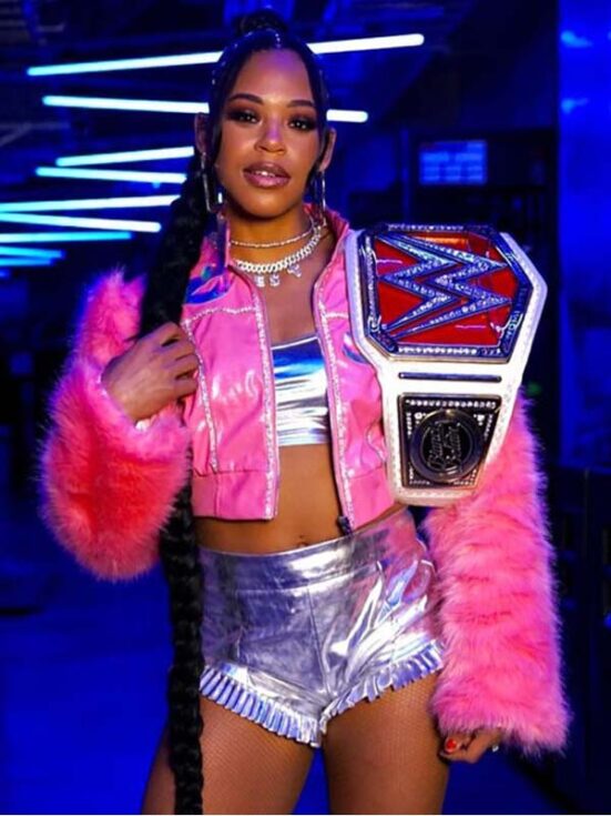 WWE Bianca Belair Pink Fur Jacket - Take It Now