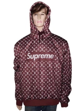 Red supreme lv hoodie on sale